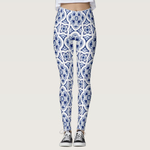 Portuguese blue tile leggings