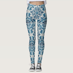 Portuguese blue tile leggings