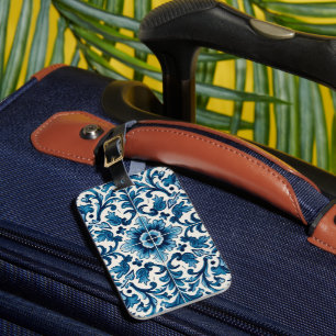 Portuguese blue tile luggage tag