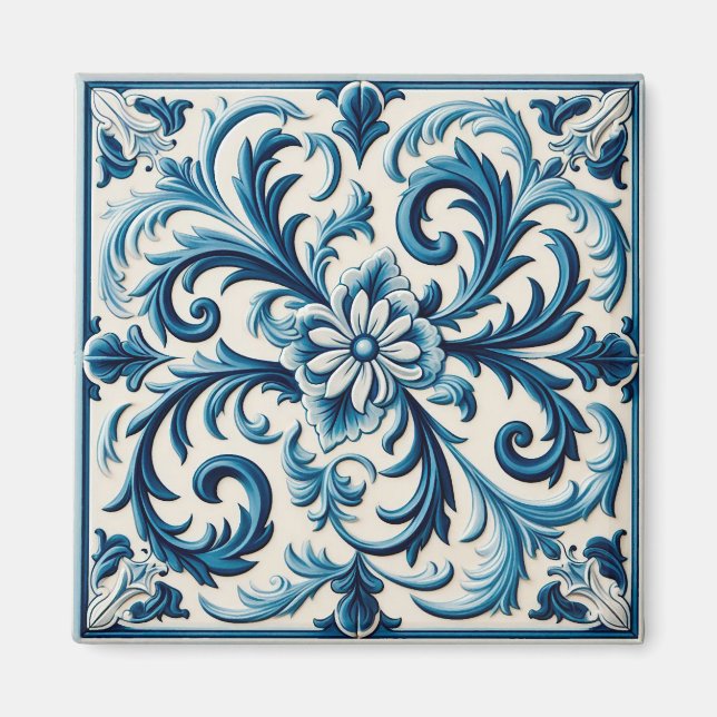 Portuguese blue tile magnet (Front)