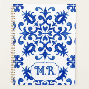 Portuguese Blue Tile Monogram Planner
