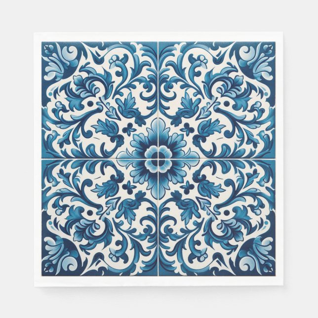 Portuguese blue tile napkins (Front)
