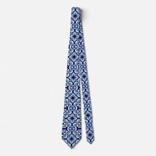 Portuguese blue tile neck tie