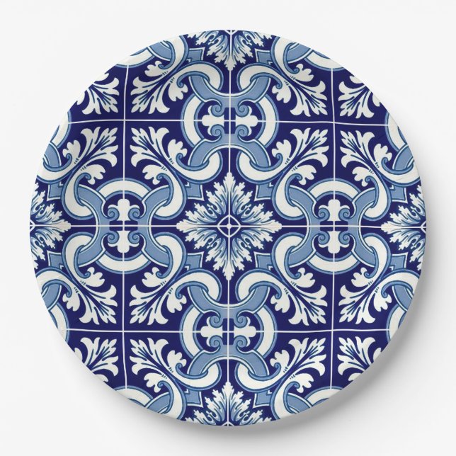 Portuguese blue tile paper plate (Front)