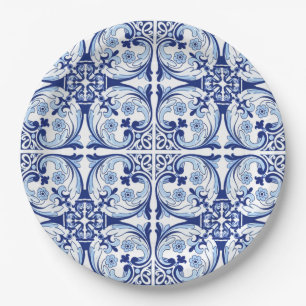 Portuguese blue tile paper plate