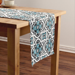 Portuguese blue tile short table runner