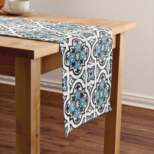 Portuguese blue tile short table runner (In Situ)