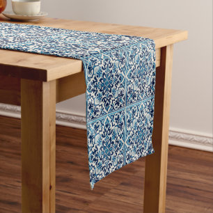 Portuguese blue tile short table runner