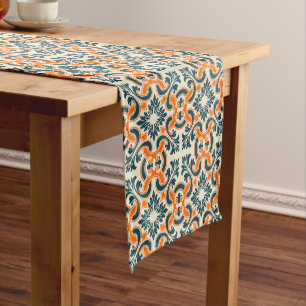 Portuguese blue tile short table runner