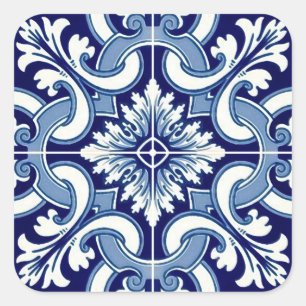 Portuguese blue tile square sticker