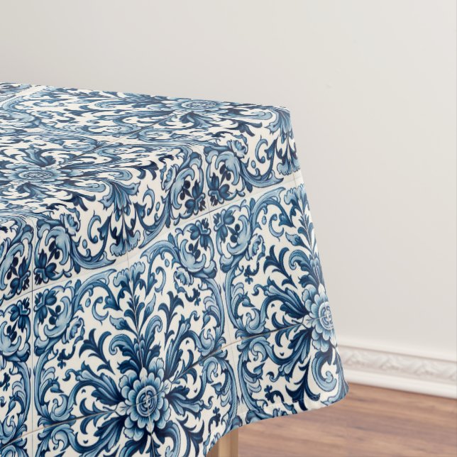 Portuguese blue tile tablecloth (In Situ)