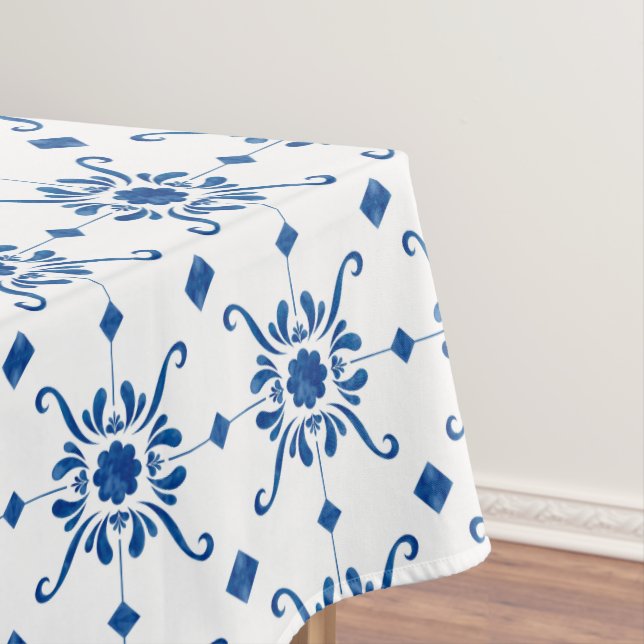 Portuguese blue tile tablecloth (In Situ)