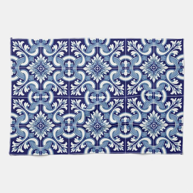 Portuguese blue tile tea towel (Horizontal)