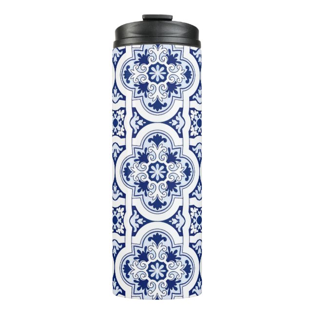 Portuguese blue tile thermal tumbler (Front)