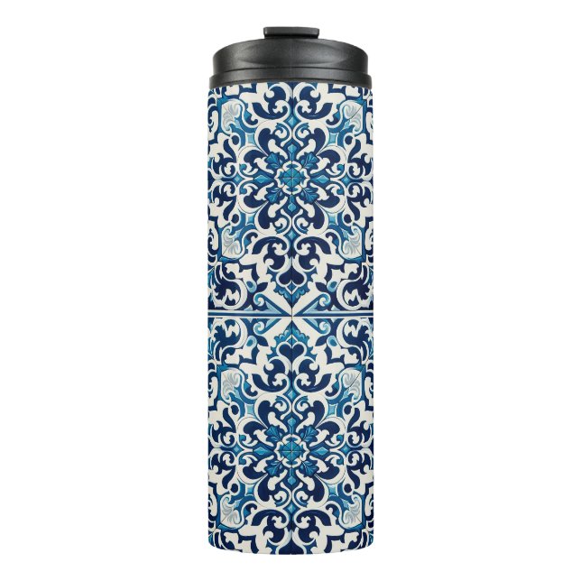 Portuguese blue tile thermal tumbler (Front)