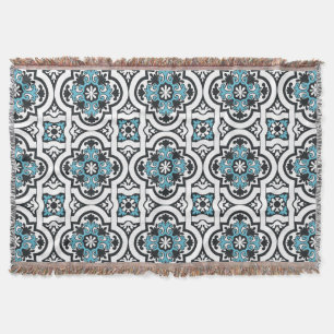 Portuguese blue tile throw blanket