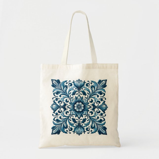 Portuguese blue tile tote bag (Front)