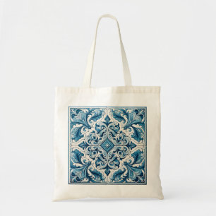 Portuguese blue tile tote bag