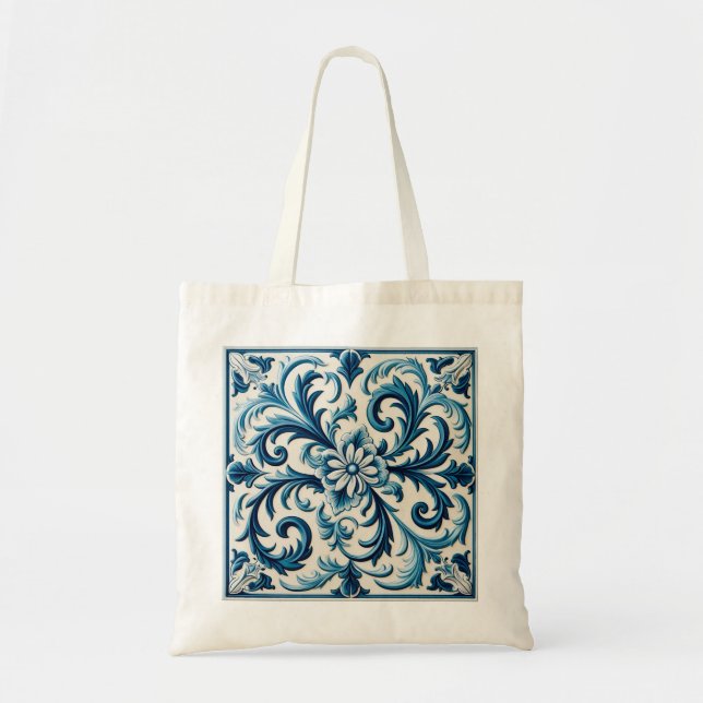 Portuguese blue tile tote bag (Front)