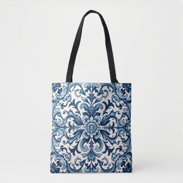Portuguese blue tile tote bag (Front)