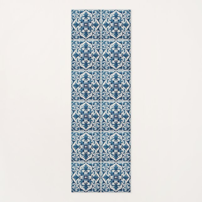 Portuguese blue tile yoga mat (Front)