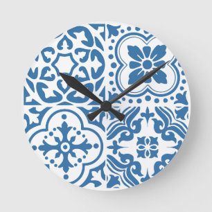 Portuguese blue tiles 2 round clock