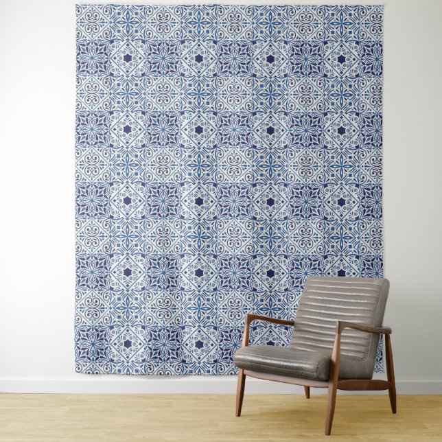 Portuguese blue tiles backdrop tapestry (In Situ)