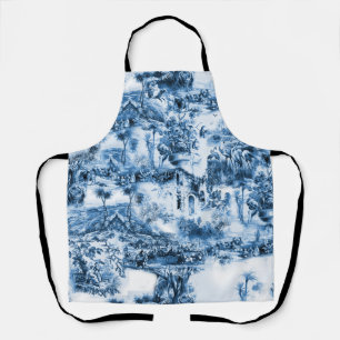 Portuguese blue tiles romantic scene pattern apron