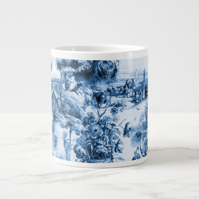 Portuguese blue tiles romantic scene pattern large coffee mug (Front)