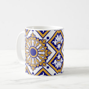 Portuguese Blue Yellow Mediterranean Floral Coffee Mug