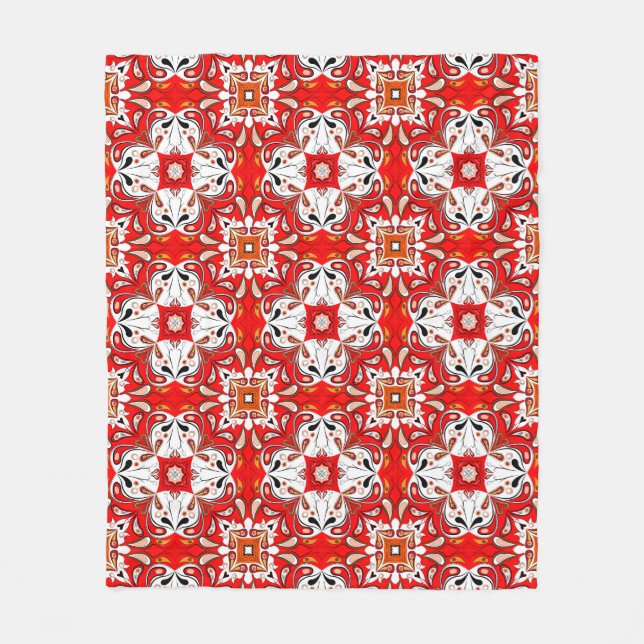 Portuguese Ceramic Tile Pattern Fleece Blanket (Front)