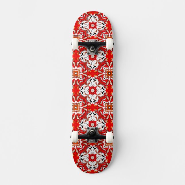 Portuguese Ceramic Tile Pattern Skateboard (Front)