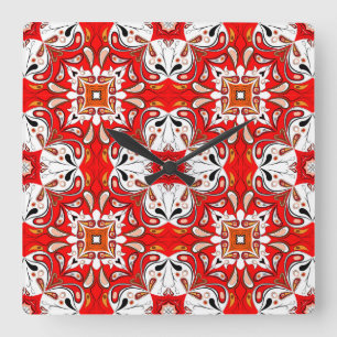 Portuguese Ceramic Tile Pattern Square Wall Clock
