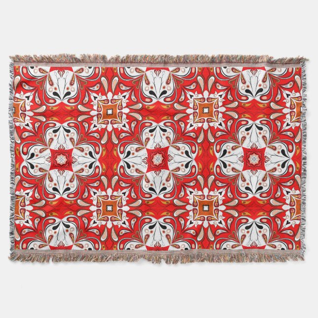 Portuguese Ceramic Tile Pattern Throw Blanket (Front)