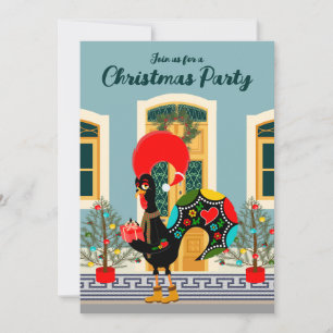 Portuguese Christmas House Party with Rooster  Invitation
