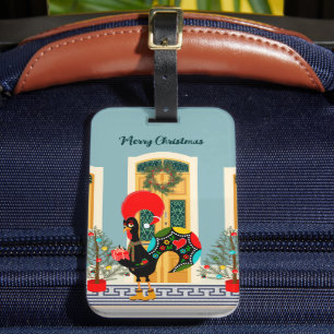 Portuguese Christmas house with Rooster Greetings Luggage Tag