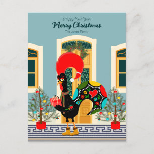 Portuguese Christmas house with Rooster Greetings Postcard