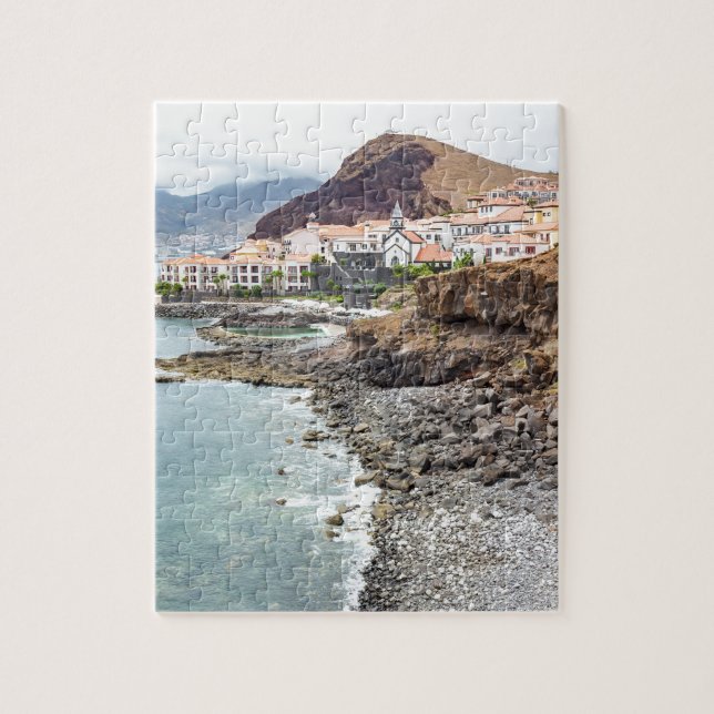 Portuguese coast with sea beach mountains village jigsaw puzzle (Vertical)