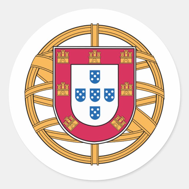Portuguese Coat of Arms Classic Round Sticker (Front)