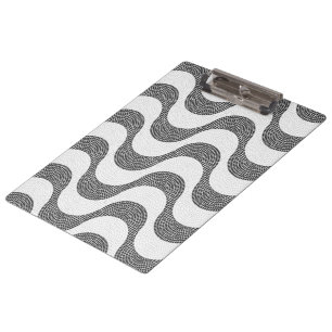 Portuguese cobblestone black and white waves clipboard