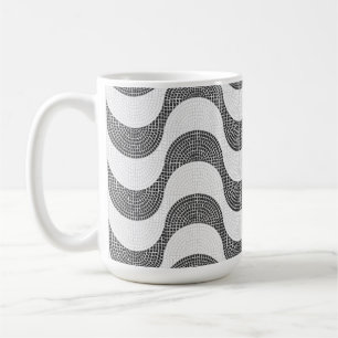 Portuguese cobblestone black and white waves coffee mug