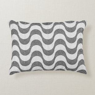 Portuguese cobblestone black and white waves decorative cushion