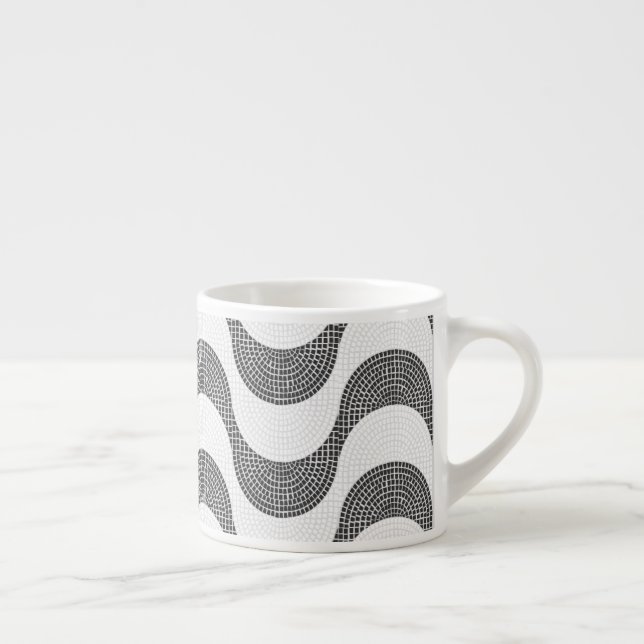 Portuguese cobblestone black and white waves  espresso cup (Right)