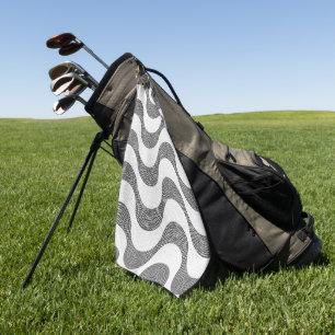 Portuguese cobblestone black and white waves golf towel
