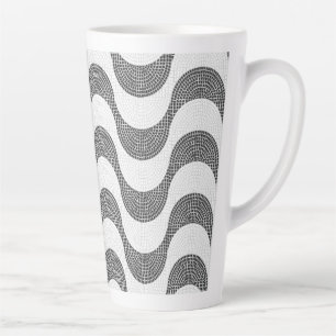 Portuguese cobblestone black and white waves  latte mug