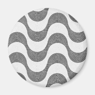 Portuguese cobblestone black and white waves magnet