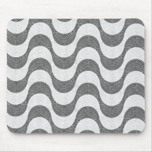 Portuguese cobblestone black and white waves  mouse mat