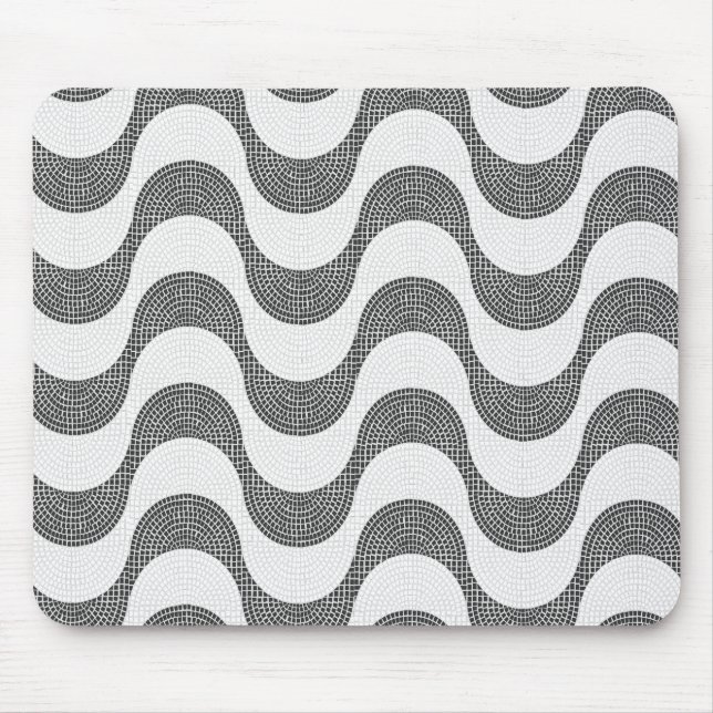 Portuguese cobblestone black and white waves  mouse mat (Front)