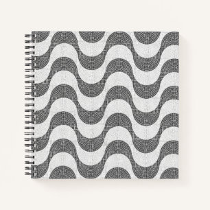 Portuguese cobblestone black and white waves  notebook