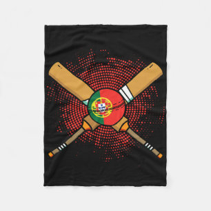 Portuguese Cricket Racket And Ll Flag Of Portugal  Fleece Blanket